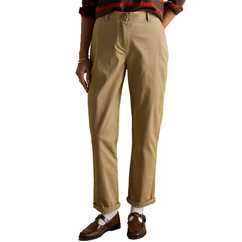 Joules Slim Fit Womens Chino Trousers with Elasticated Waist - Tan