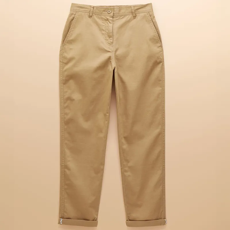 Joules Slim Fit Womens Chino Trousers with Elasticated Waist - Tan-1