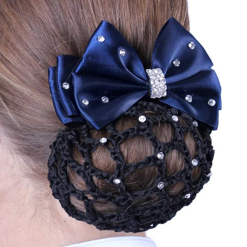 QHP Chique Hair Bow - Black/Navy-1