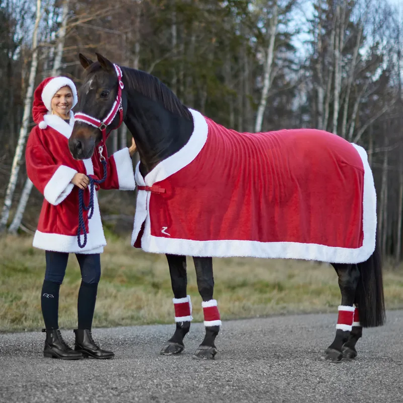 Horze Christmas Leg Wraps 4 Pack - Red/White-2