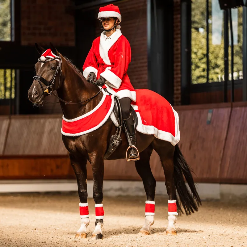 Horze Christmas Leg Wraps 4 Pack - Red/White-3