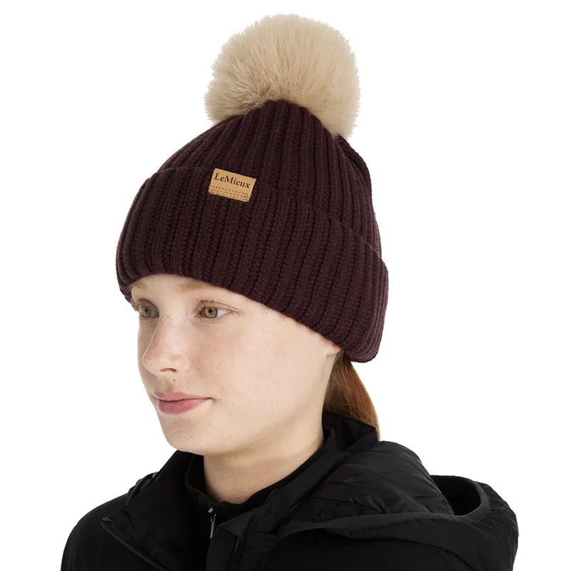 LeMieux Clara Cable Beanie Hat - Damson-4
