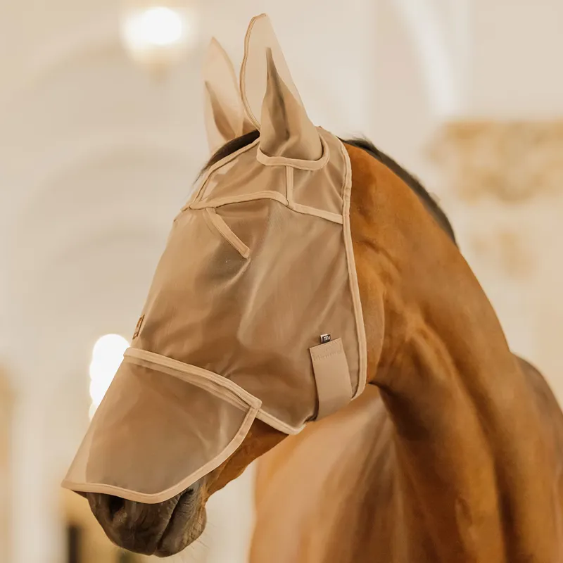 Kentucky Classic Fly Mask with Ears and Nose - Beige-5