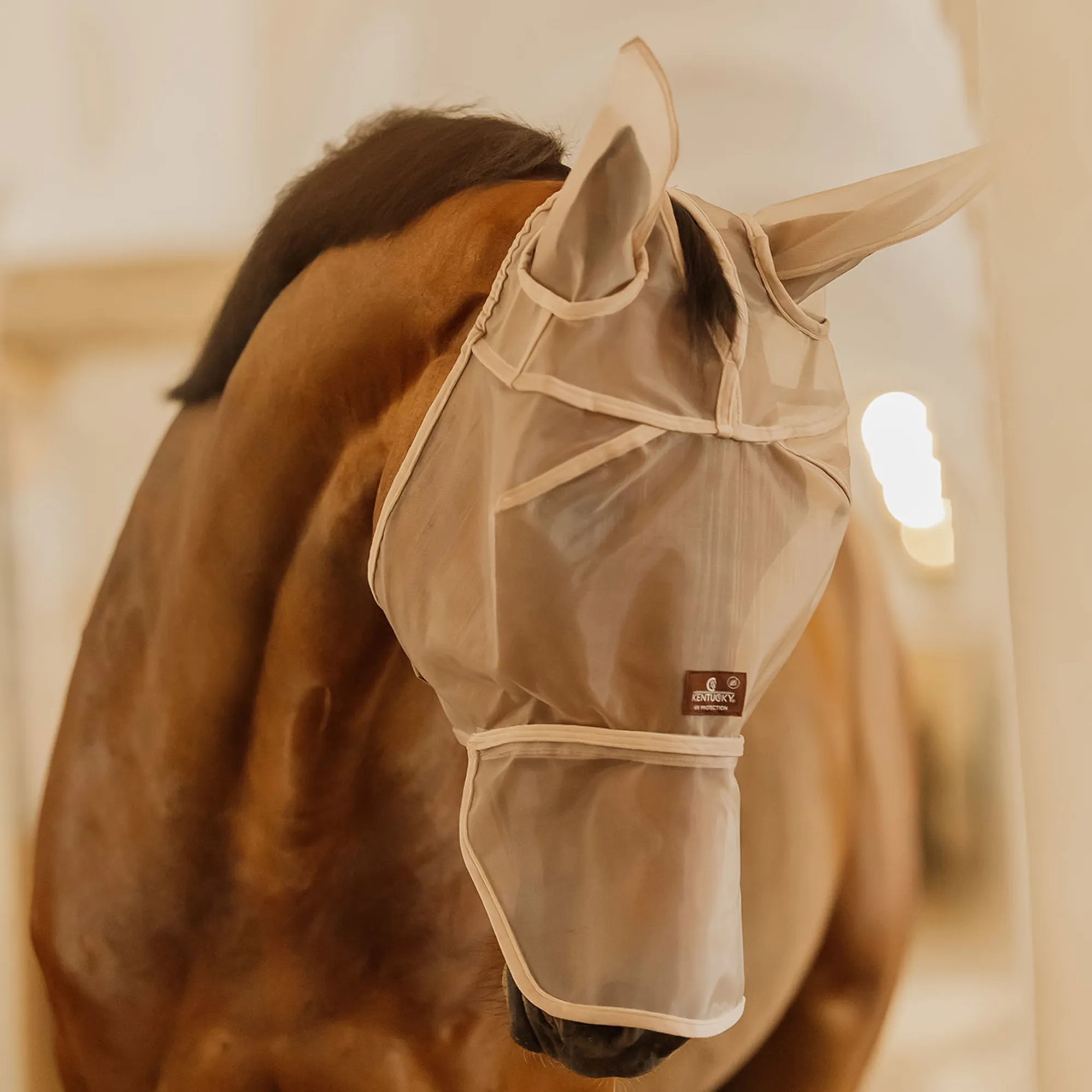 Basic Fly Mask Kentucky Classic Fly Mask with Ears and Nose - Beige