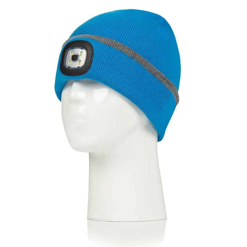 Platinum Classic Junior LED Pom Beanie Hat - Blue
