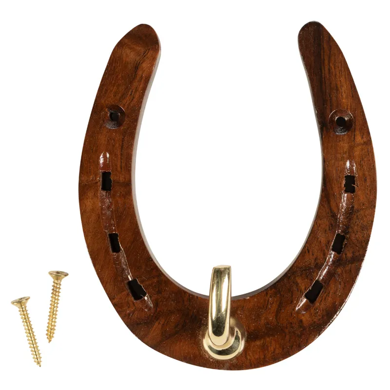 HKM Horseshoe Coat Hook - Wooden/Brass