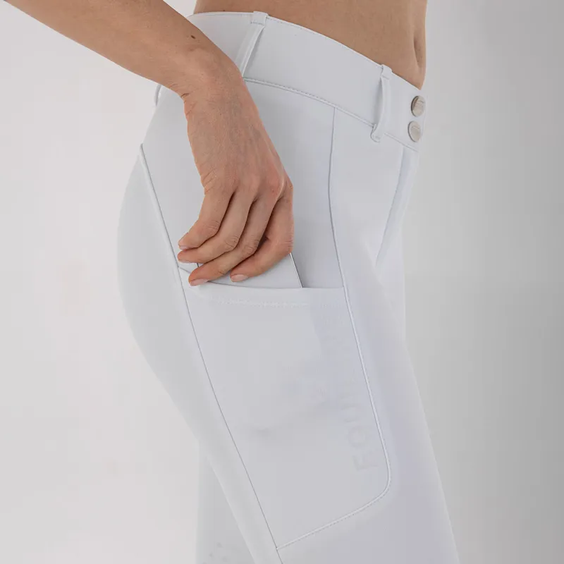 Equiline Cockekh Knee Grip Womens Competition Winter Breeches - White-2