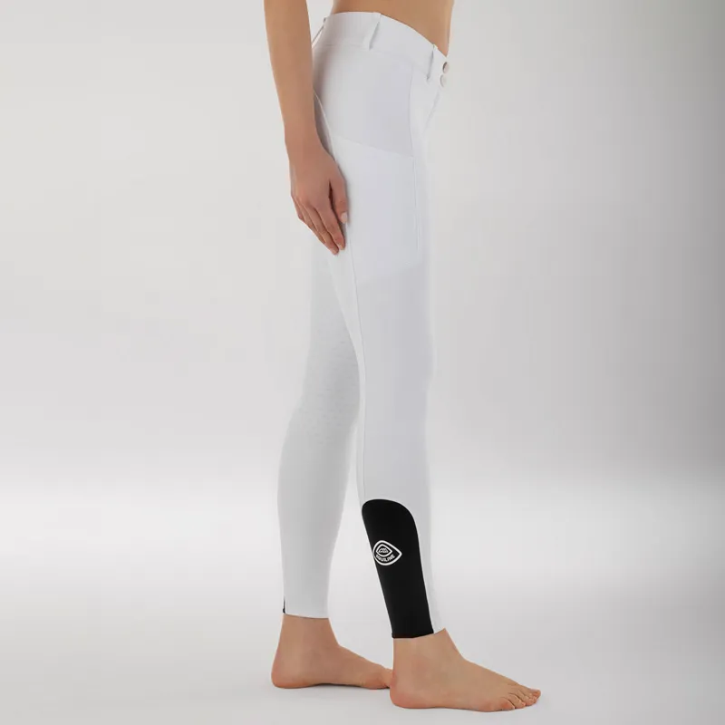 Equiline Cockekh Knee Grip Womens Competition Winter Breeches - White-1