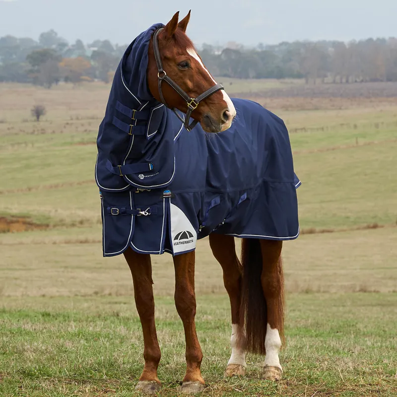 WeatherBeeta ComFiTec Ultra 100g Detach-A-Neck Turnout Rug - Navy-11