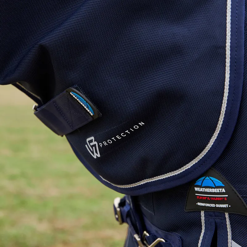 WeatherBeeta ComFiTec Ultra 100g Detach-A-Neck Turnout Rug - Navy-10