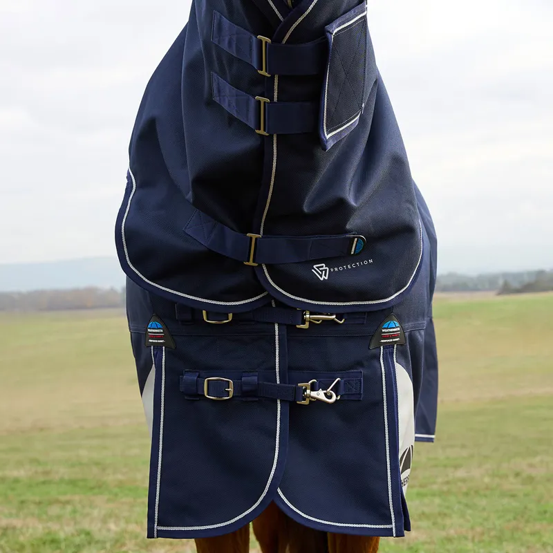 WeatherBeeta ComFiTec Ultra 100g Detach-A-Neck Turnout Rug - Navy-5