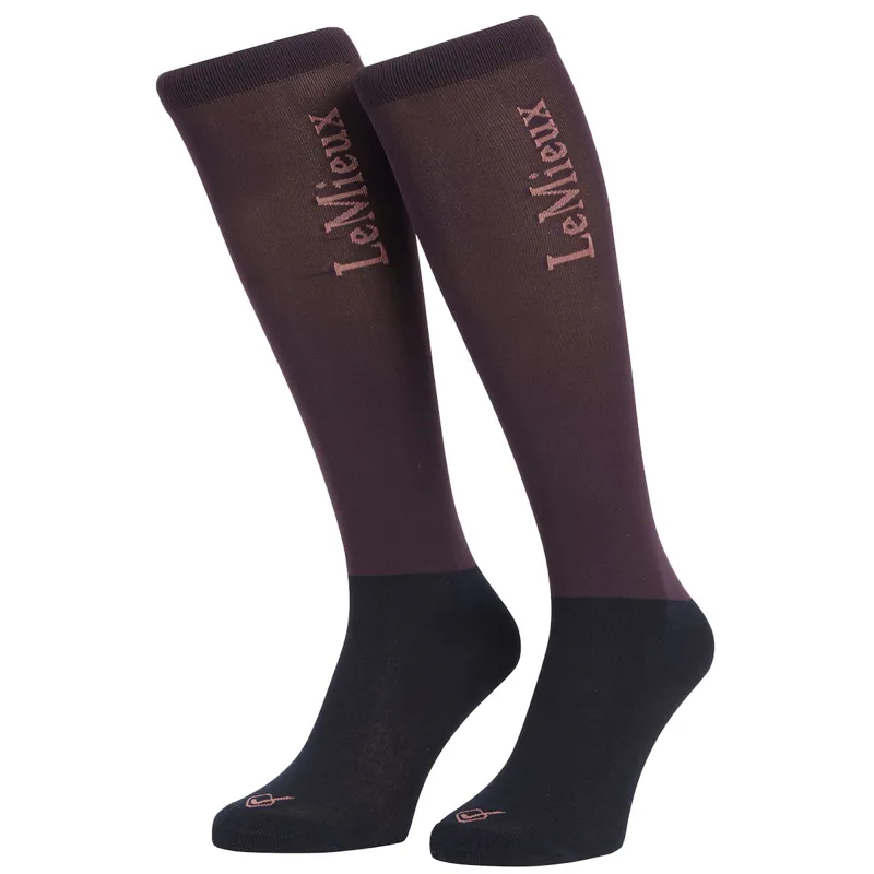 LeMieux Junior Competition Riding Socks 2 Pack - Damson