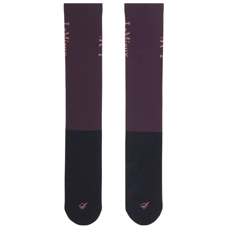 LeMieux Junior Competition Riding Socks 2 Pack - Damson-1
