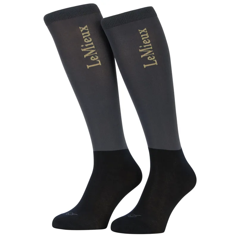 LeMieux Junior Competition Riding Socks 2 Pack - Dusk Blue-3