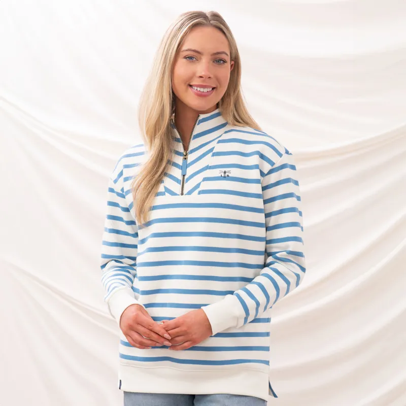 Lighthouse Coral Ladies Jersey Sweater -  Marine Blue Stripe-4