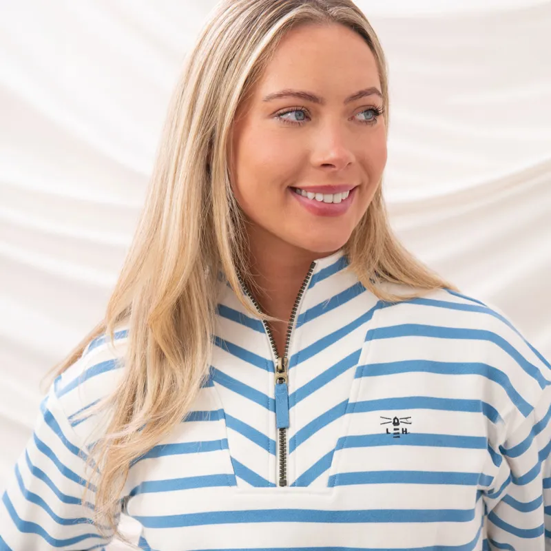 Lighthouse Coral Ladies Jersey Sweater -  Marine Blue Stripe-5