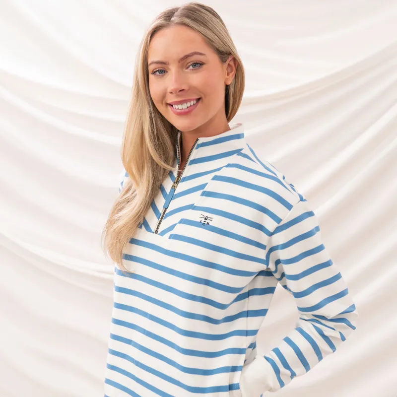 Lighthouse Coral Ladies Jersey Sweater -  Marine Blue Stripe-6