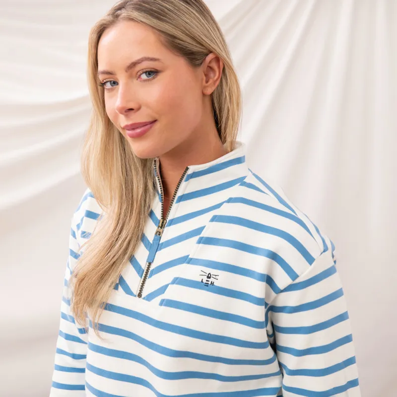 Lighthouse Coral Ladies Jersey Sweater -  Marine Blue Stripe-7