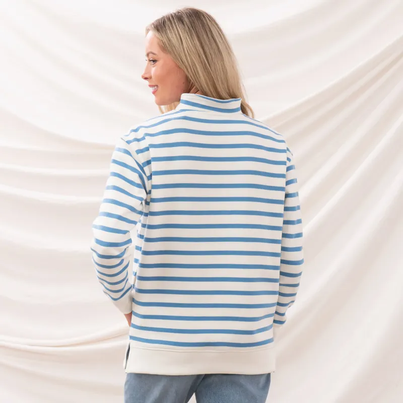 Lighthouse Coral Ladies Jersey Sweater -  Marine Blue Stripe-8