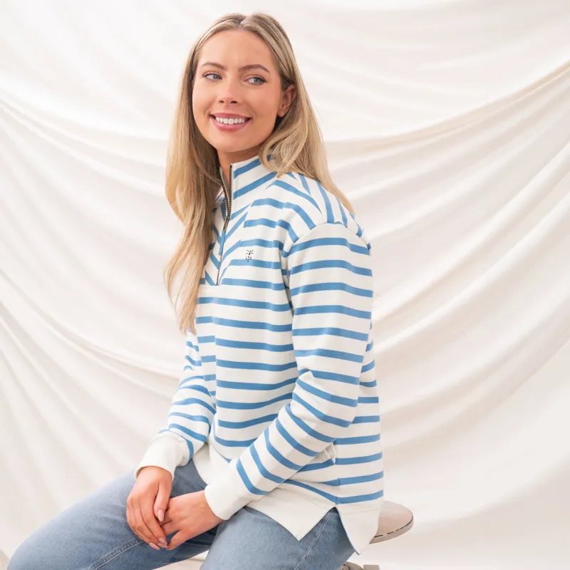Lighthouse Coral Ladies Jersey Sweater -  Marine Blue Stripe-9