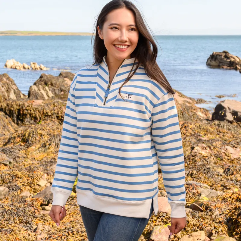 Lighthouse Coral Ladies Jersey Sweater -  Marine Blue Stripe-2