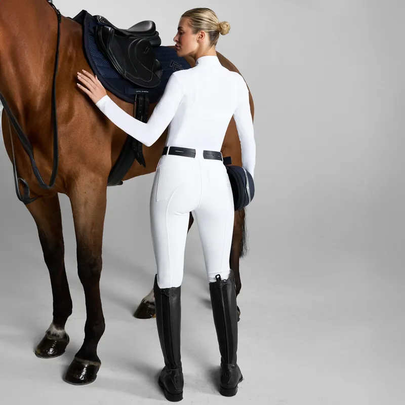 Aztec Diamond Core Mid-Rise Full Grip Ladies Breeches - White-4