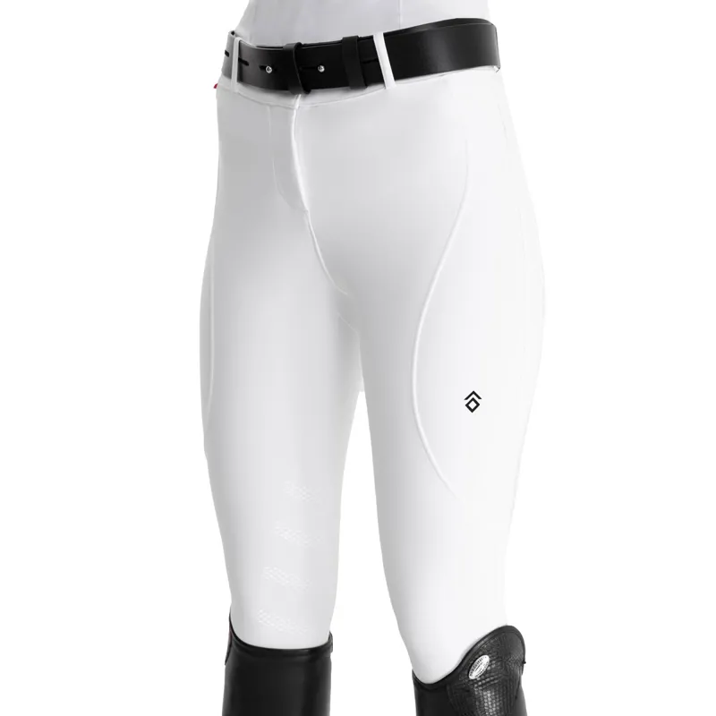 Aztec Diamond Core Mid-Rise Full Grip Ladies Breeches - White