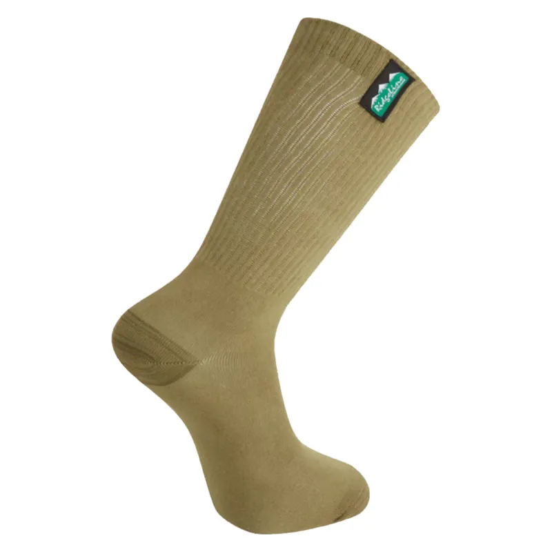 Ridgeline Cotton Work Mid Length Lightweight Socks 3 Pack - Olive-4