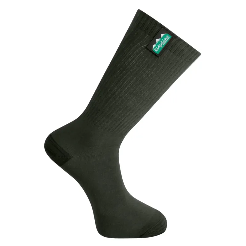 Ridgeline Cotton Work Mid Length Lightweight Socks 3 Pack - Olive-2