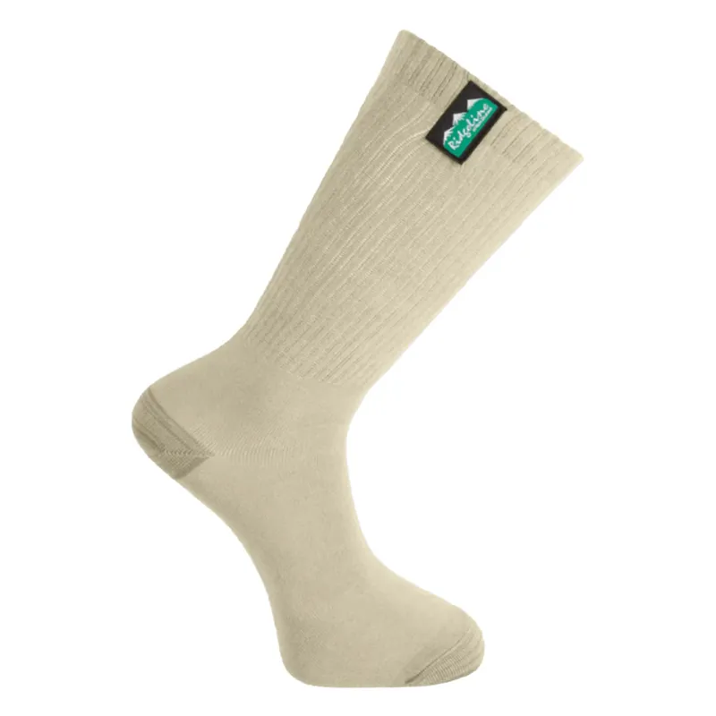 Ridgeline Cotton Work Mid Length Lightweight Socks 3 Pack - Olive-1