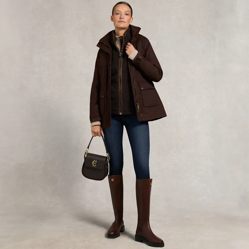 Holland Cooper Country Fleece Womens Gilet - Chocolate Borg-4