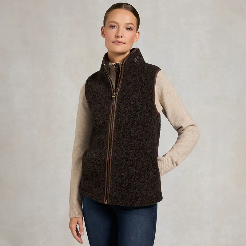 Holland Cooper Country Fleece Womens Gilet - Chocolate Borg