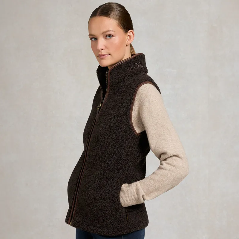 Holland Cooper Country Fleece Womens Gilet - Chocolate Borg-2