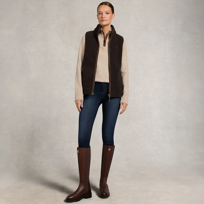 Holland Cooper Country Fleece Womens Gilet - Chocolate Borg-1