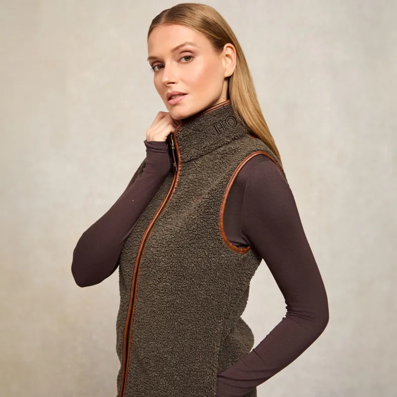 Holland Cooper Country Fleece Womens Gilet - Khaki Borg-6