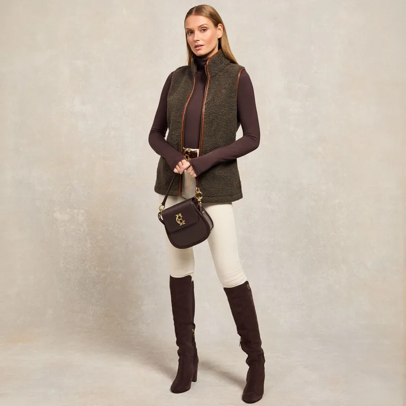 Holland Cooper Country Fleece Womens Gilet - Khaki Borg-5