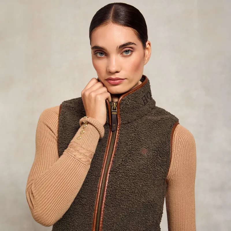 Holland Cooper Country Fleece Womens Gilet - Khaki Borg-4