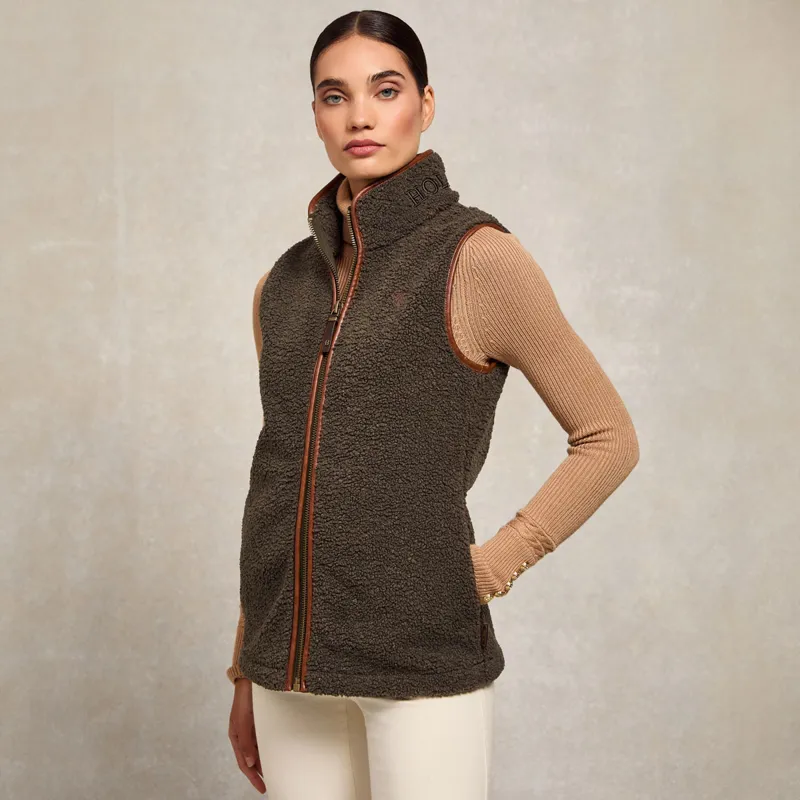 Holland Cooper Country Fleece Womens Gilet - Khaki Borg-3