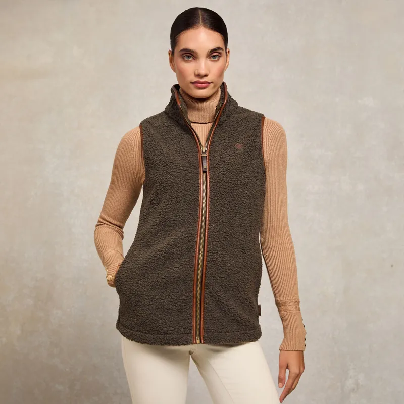 Holland Cooper Country Fleece Womens Gilet - Khaki Borg