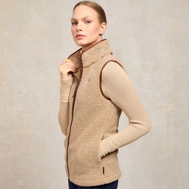 Holland Cooper Country Fleece Womens Gilet - Natural Borg-3