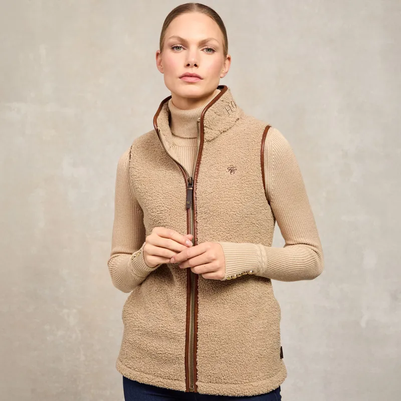 Holland Cooper Country Fleece Womens Gilet - Natural Borg