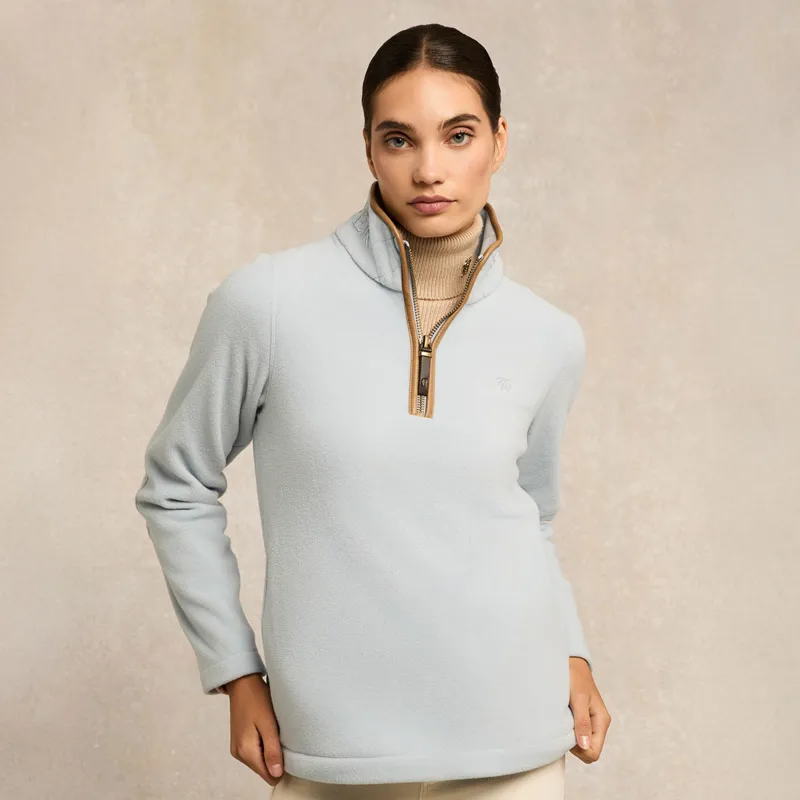 Holland Cooper Country Fleece Half Zip Ladies Jumper - Pale Blue