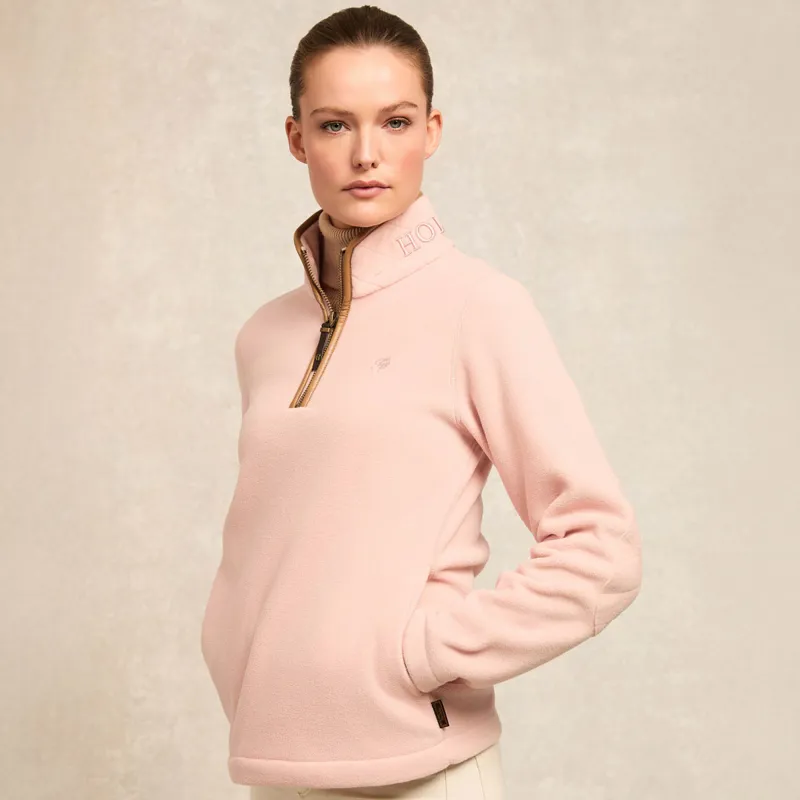 Holland Cooper Country Fleece Half Zip Ladies Jumper - Soft Pink-1