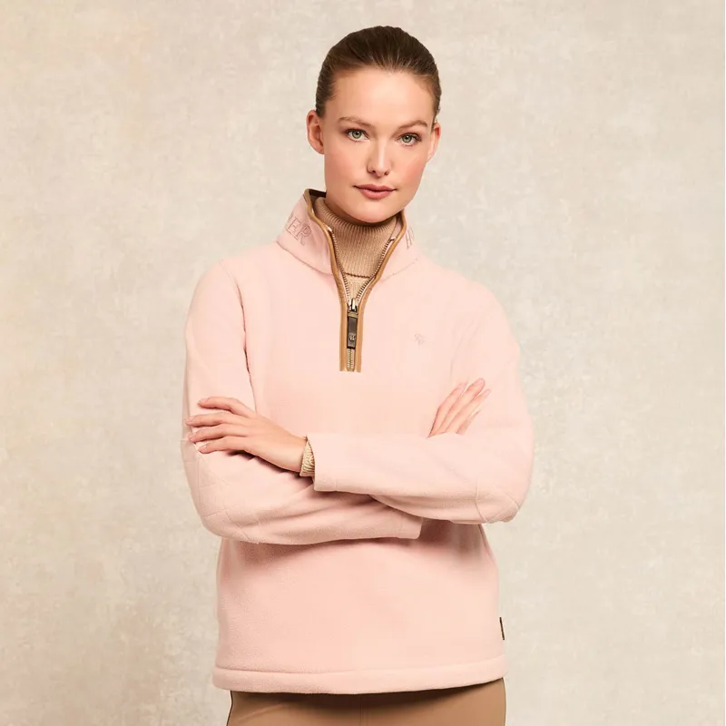 Holland Cooper Country Fleece Half Zip Ladies Jumper - Soft Pink