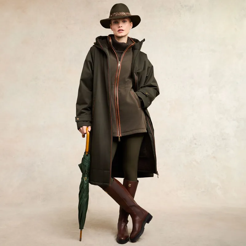 Holland Cooper Longline Country Fleece Womens Jacket - Khaki-6