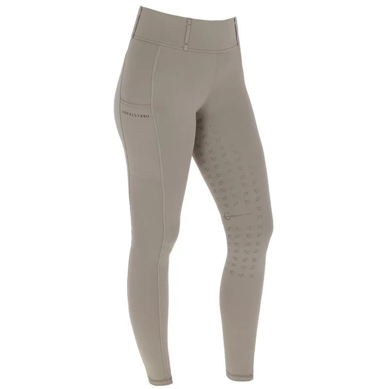 Covalliero Full Grip Ladies Riding Tights - Taupe-1