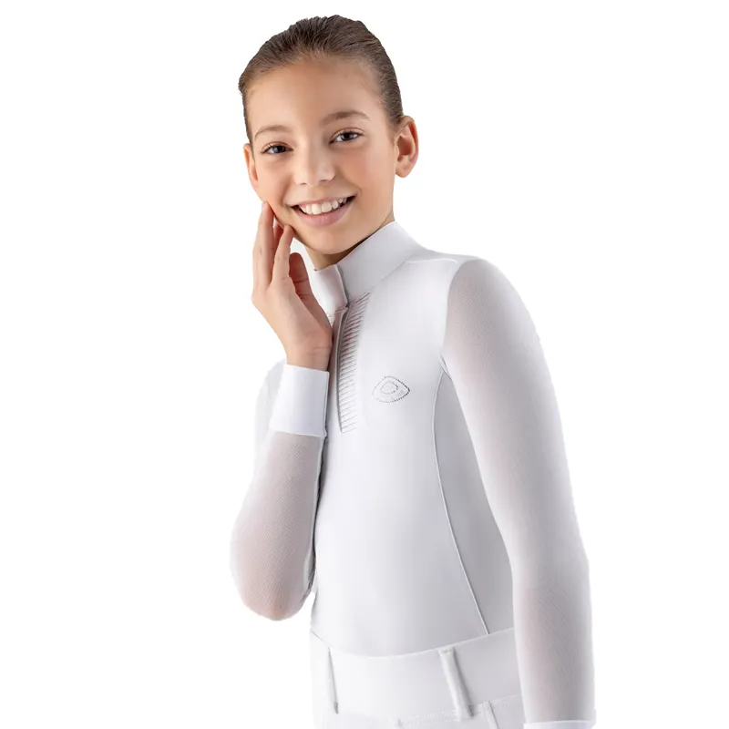 Equiline Cozio Junior Girls Show Shirt - White-1