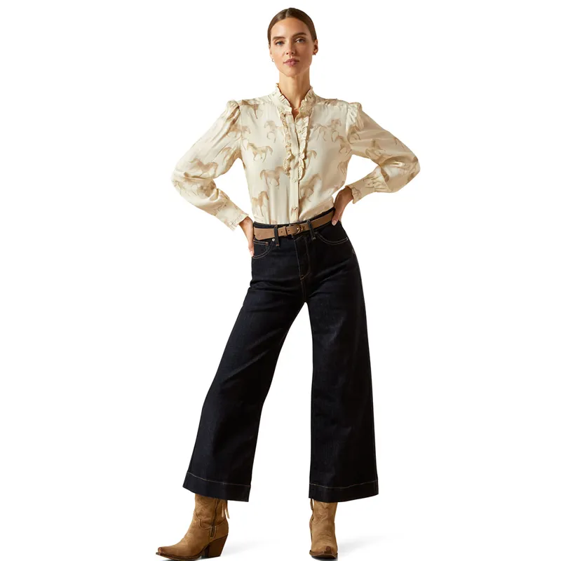 Ariat Country Cricklade Womens Blouse - Watercolour Horse Print-4