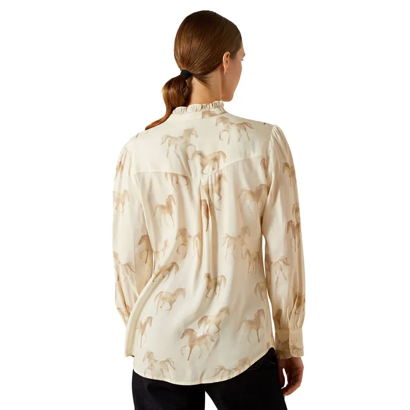 Ariat Country Cricklade Womens Blouse - Watercolour Horse Print-1