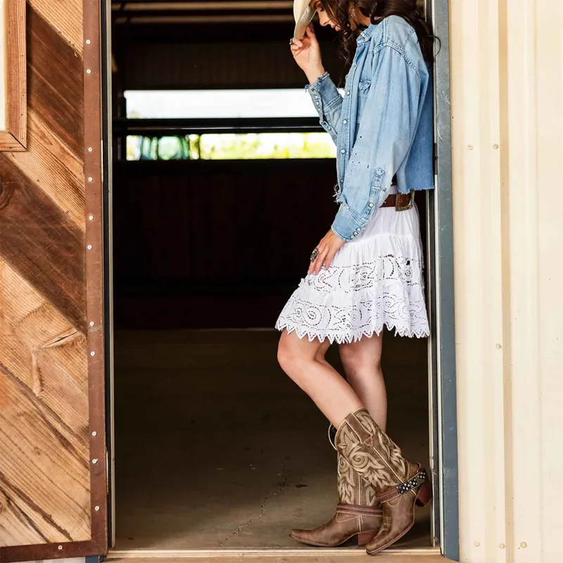 Durango Crush Flag Ladies Western Boots - Brown Khaki-1